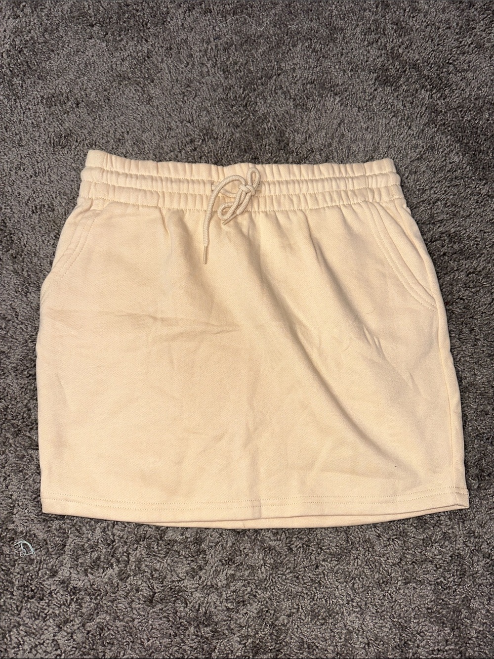 Rosio Cream Drawstring Mini Skirt